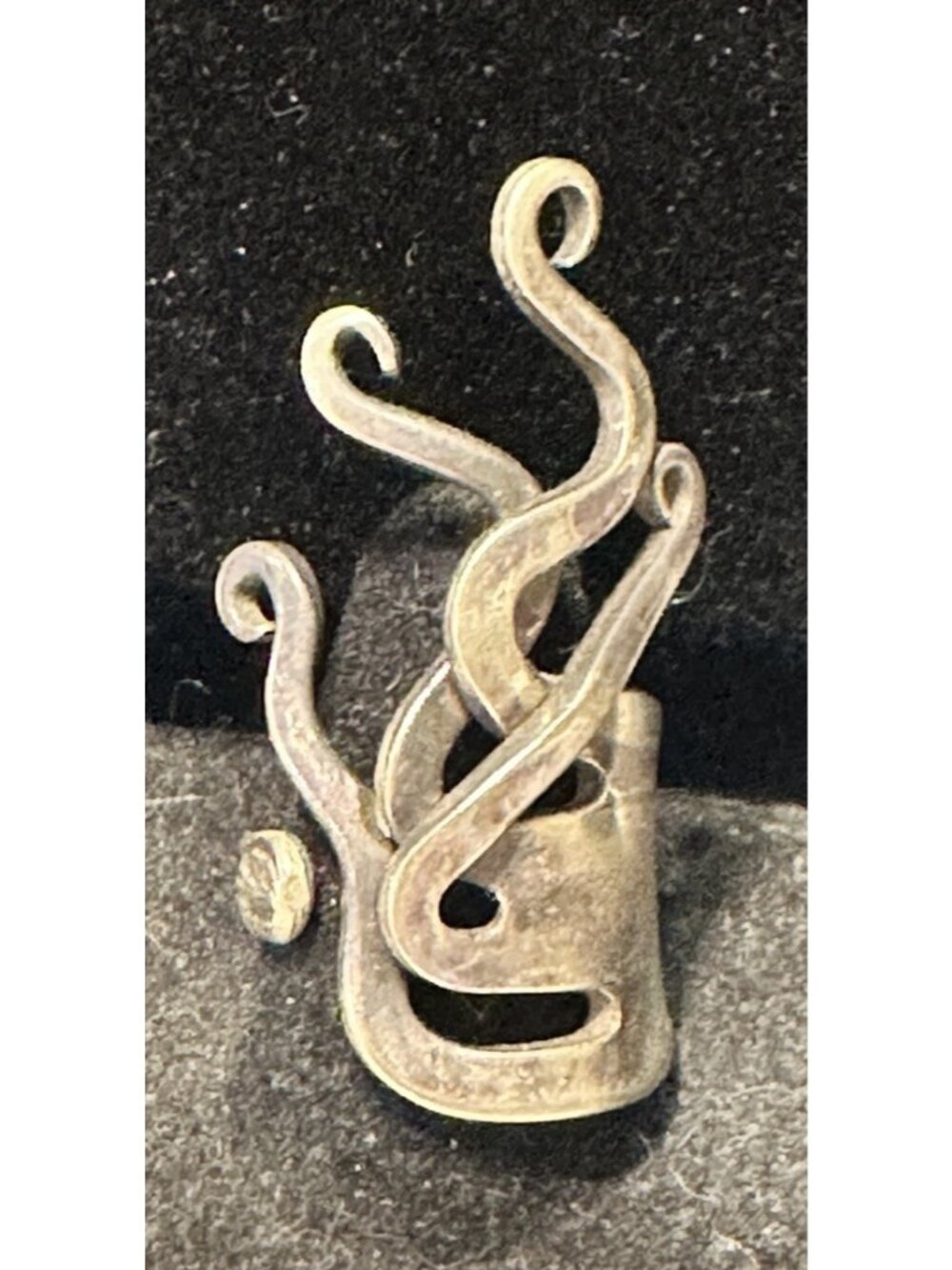 Vintage Brutalist Modernist Abstract silver Tone ring size 6 Octopus Metal Art